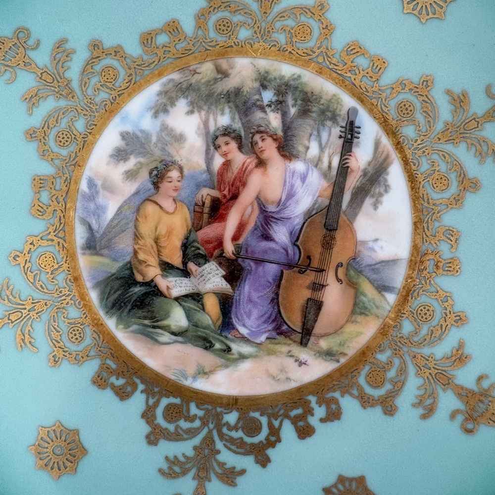 Vintage Decorative Plate with Hand Painted 24K Gold Plate